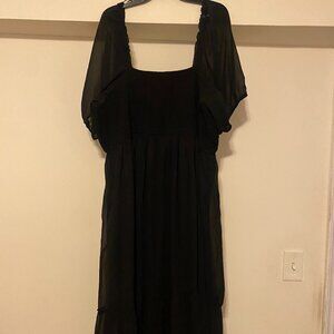 HM+ Puff Sleeve Tiered Dress, Black - 4X